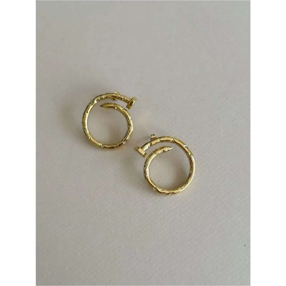Nail hoop earrings #2529